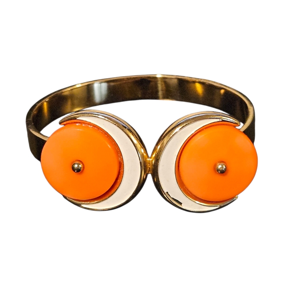 Dior 1972 Vintage Bracelet Christian Dior Germany Retro Orange Gold Bangle